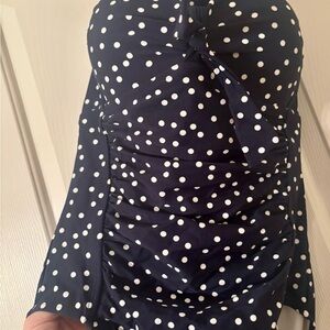 Elegant Navy Polka Dot One Piece Swimsuit